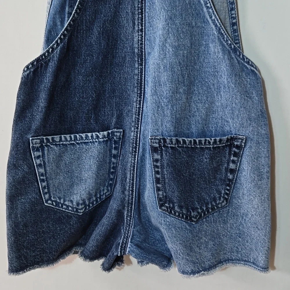 GAP Girl's Denim Shortalls Size L 10  Jean‎ Overall Shorts Patchwork Colorblock
